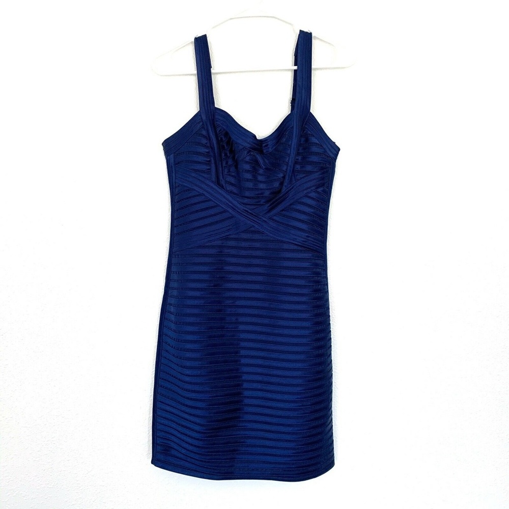 BCBGMAXAZRIA Blue Bandage Cocktail Rivas Dress - Picture 2 of 8